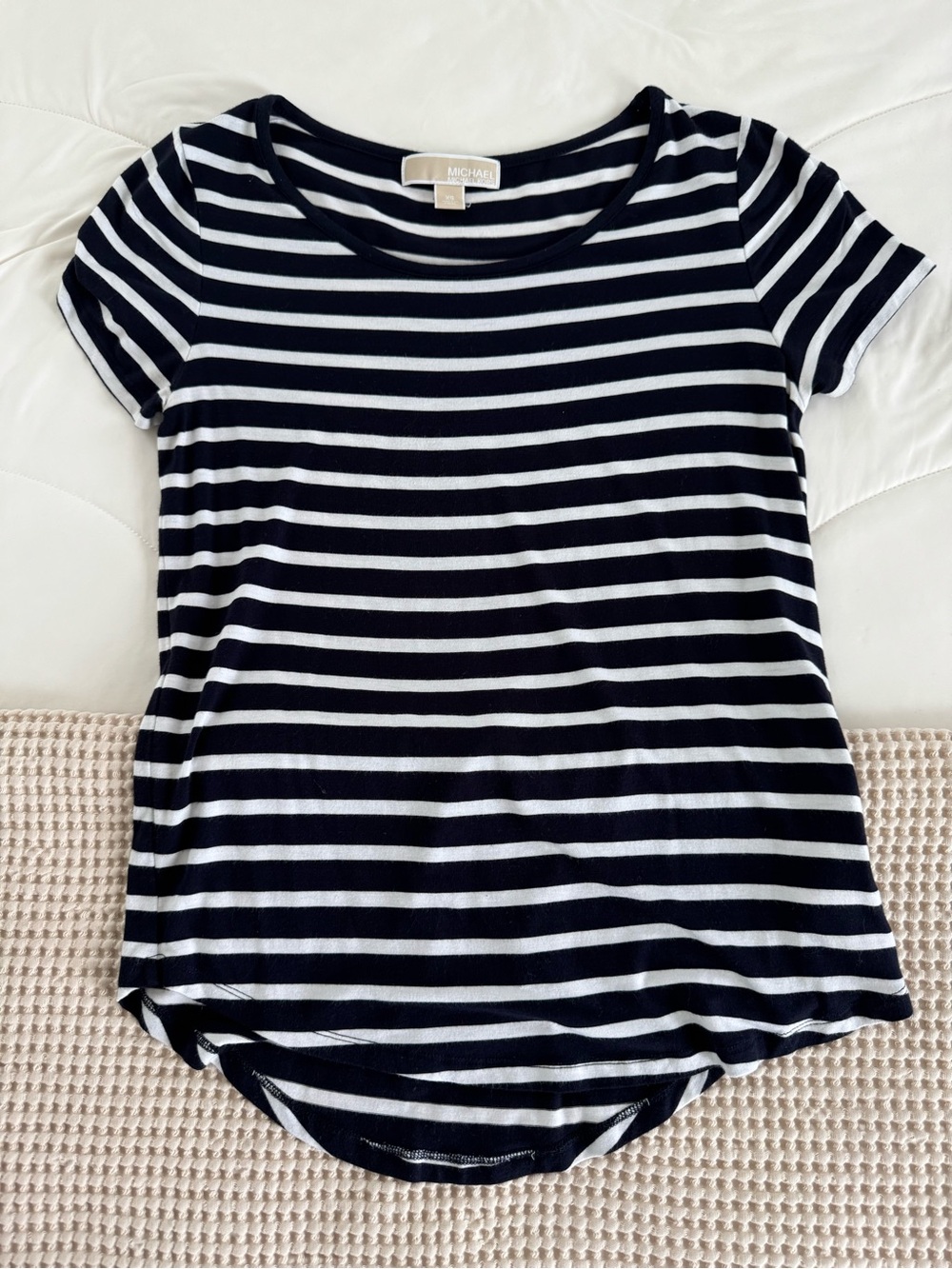 Michael Kors Navy & White Striped Short Sleeve Tee